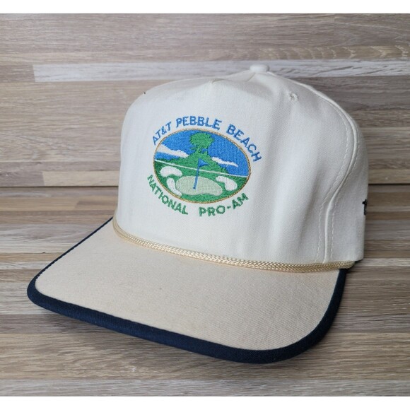 Vintage 1990s AT&T Pebble Beach National Pro-Am Embroidered White‎ USA Hat - Picture 2 of 8